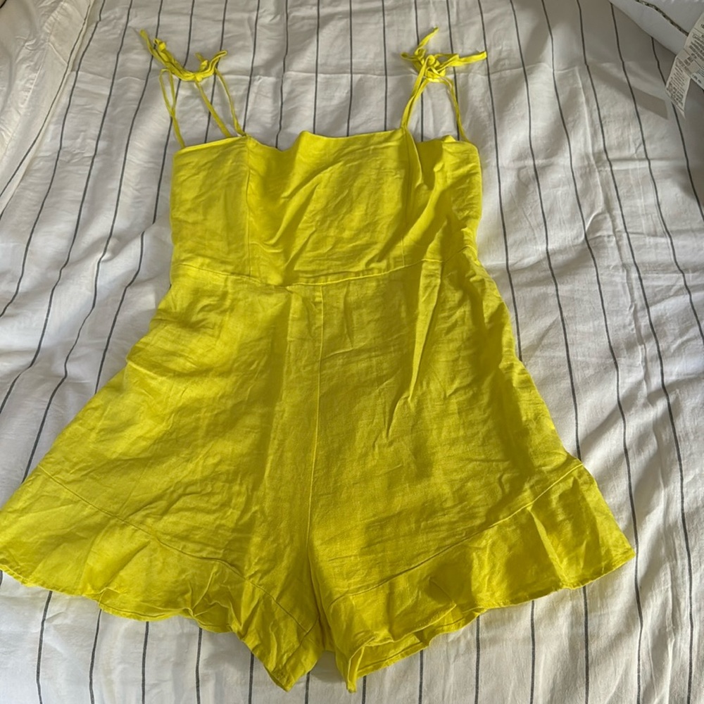 Gianni Bini Yellow Cotton & Linen Romper